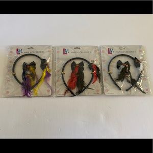 Denim Fabric Headbands with Butterfly Clips 3 pack